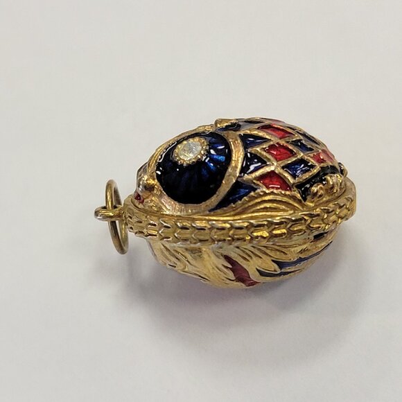 Gold tone on silver Enamel Owl Pendant/Charm - Picture 3 of 3